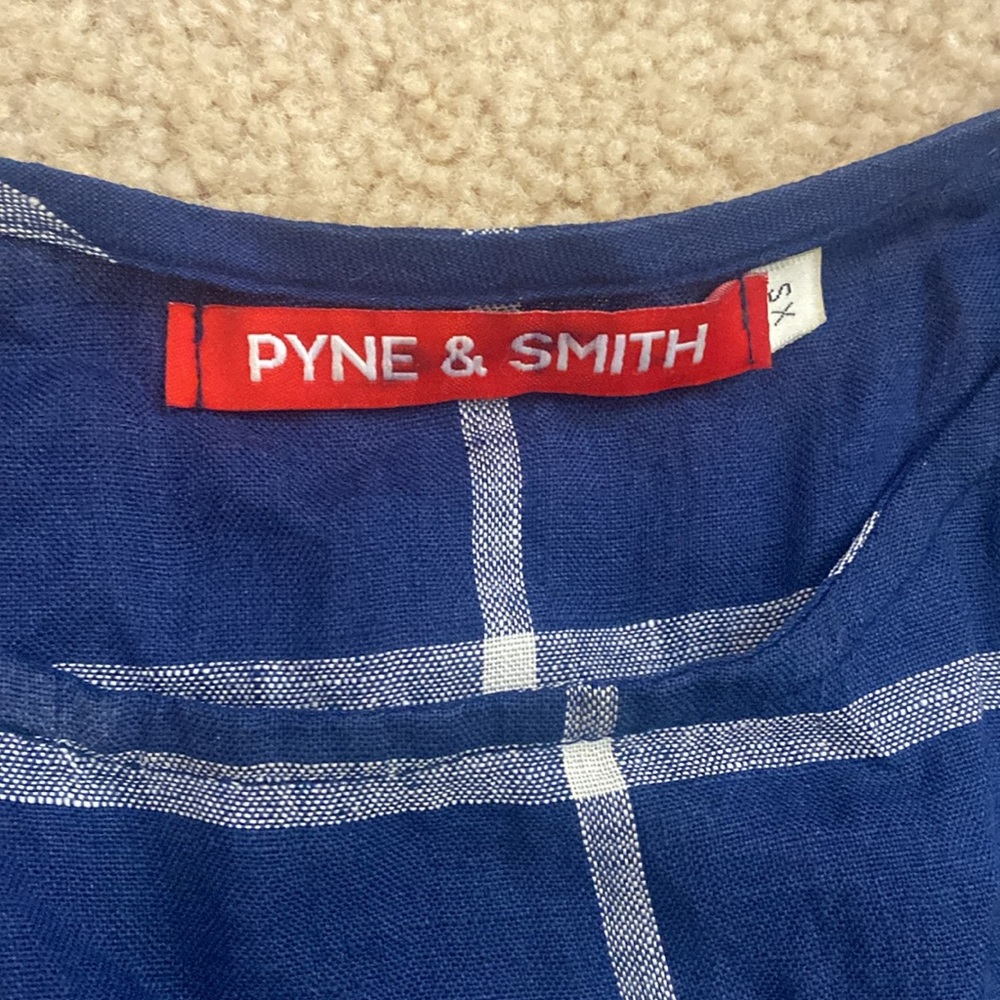 Blue windowpane linen dress - Picture 2 of 5